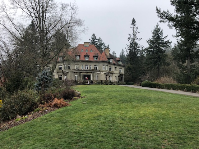 The hills lead us to Pittock Mansion overlooking Portland!